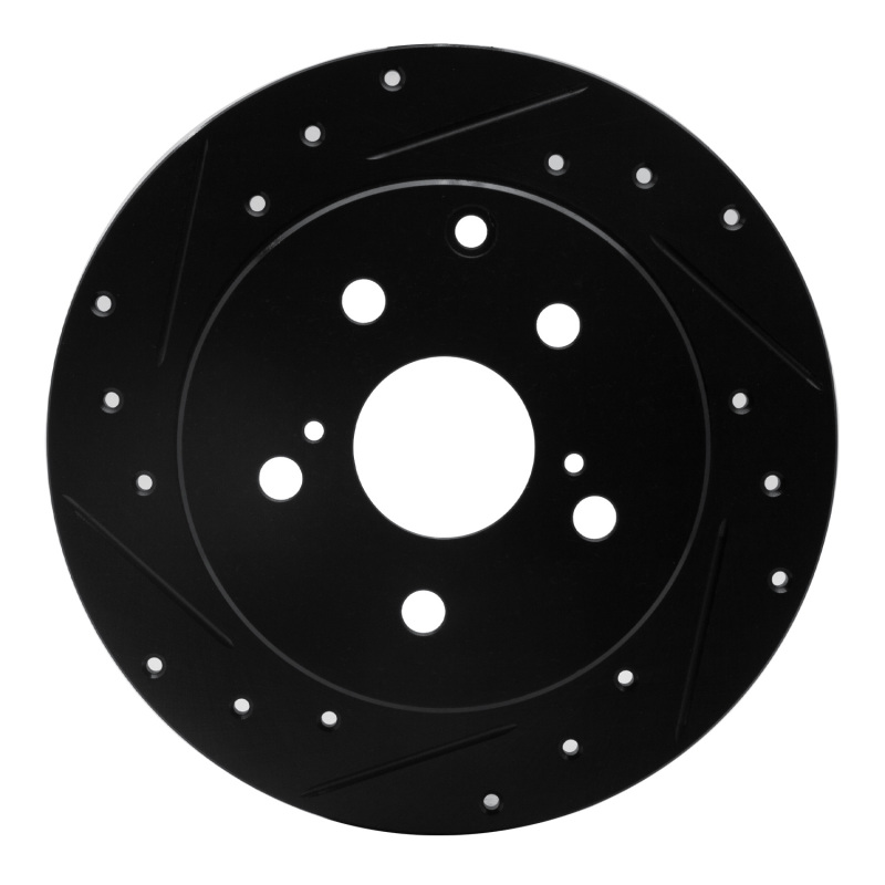 Lexus HS250H Brake Rotor (1) - Rear Left - R1 Concepts - Drilled & Slotted - Black - `06-`18